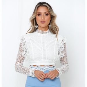 Hello Molly White Lace Top